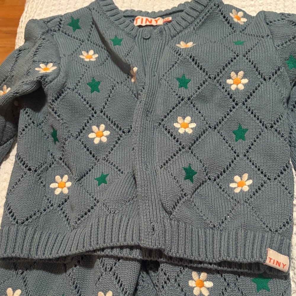 Blue Kids Cardigan with Green Stars